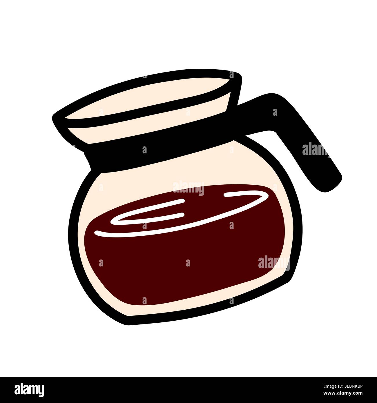 Glass coffee pot doodle hand drawn vector isolated on white Stock Vector
