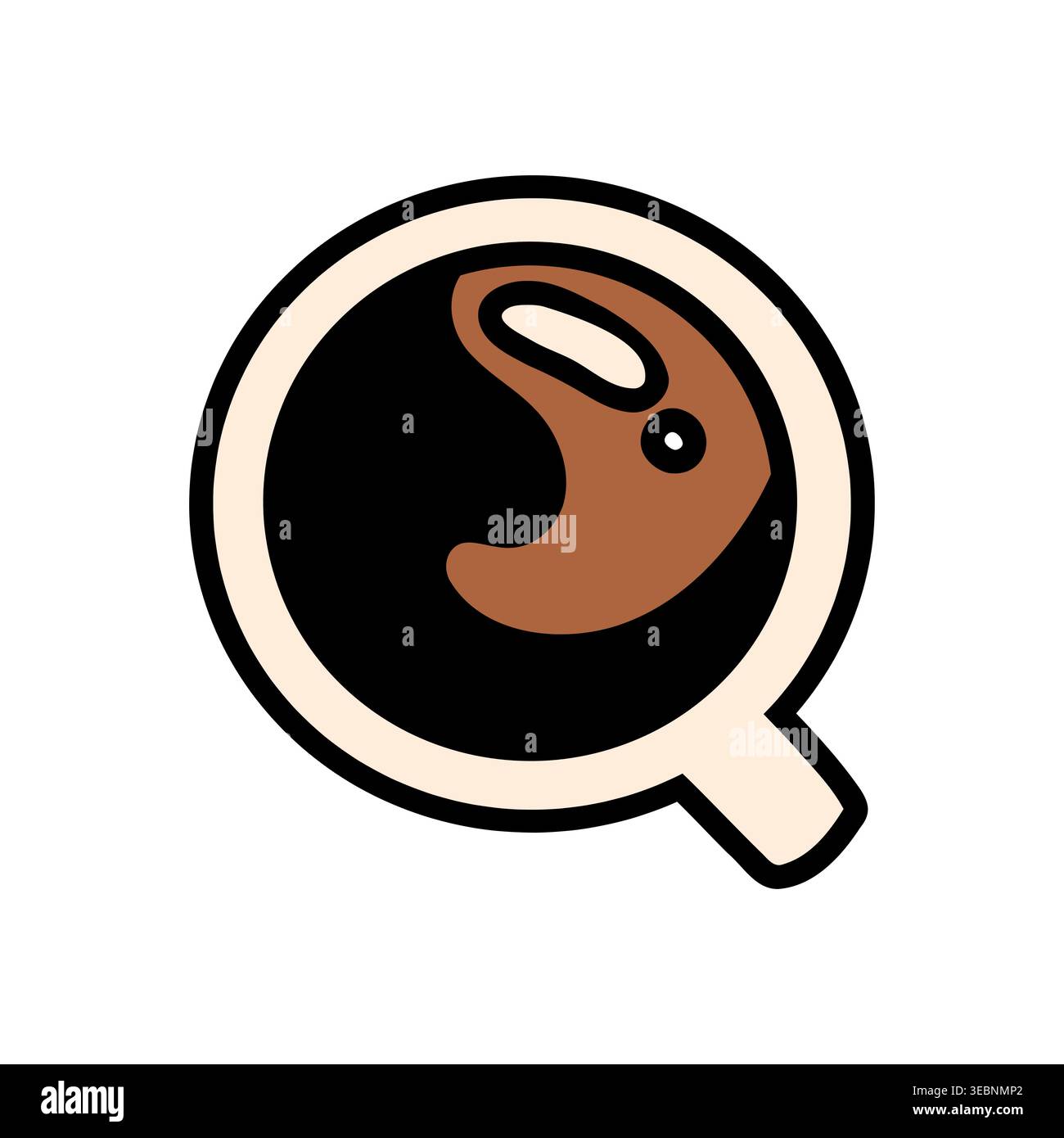 Coffee cup top view doodle hand drawn vector isolated on white Stock Vector