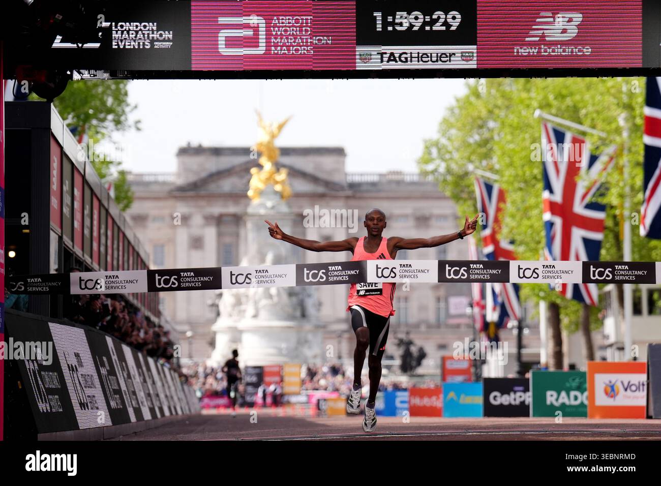 Sabastian Sawe after winning the Men's elite race during the 2026 TCS