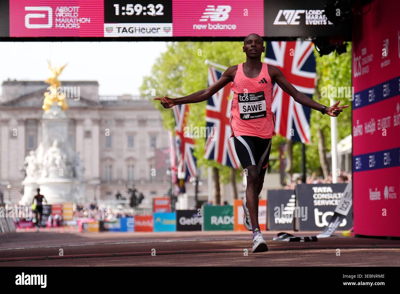 Sabastian Sawe after winning the Men's elite race during the 2026 TCS