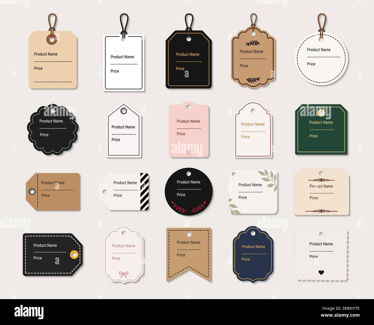 Modern price tag label collection with elegant shapes and clean design Stock Vector