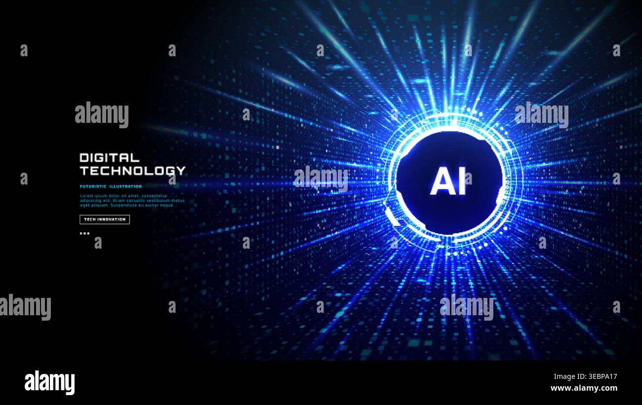 Abstract digital AI technology and innovation concept. Stock Vector