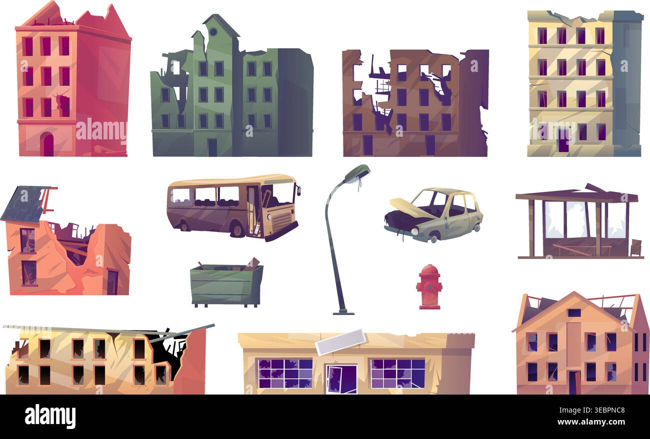 Smashed Buildings Drawing Apocalyptic vector vectors hi-res stock photography and images - Alamy