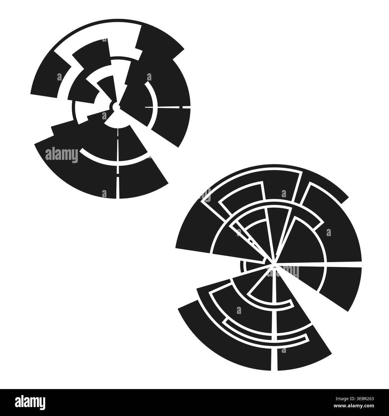 Futuristic circular HUD UI interface elements vector. High tech components for technical data visualization and screen designs. EPS 10. Stock Vector