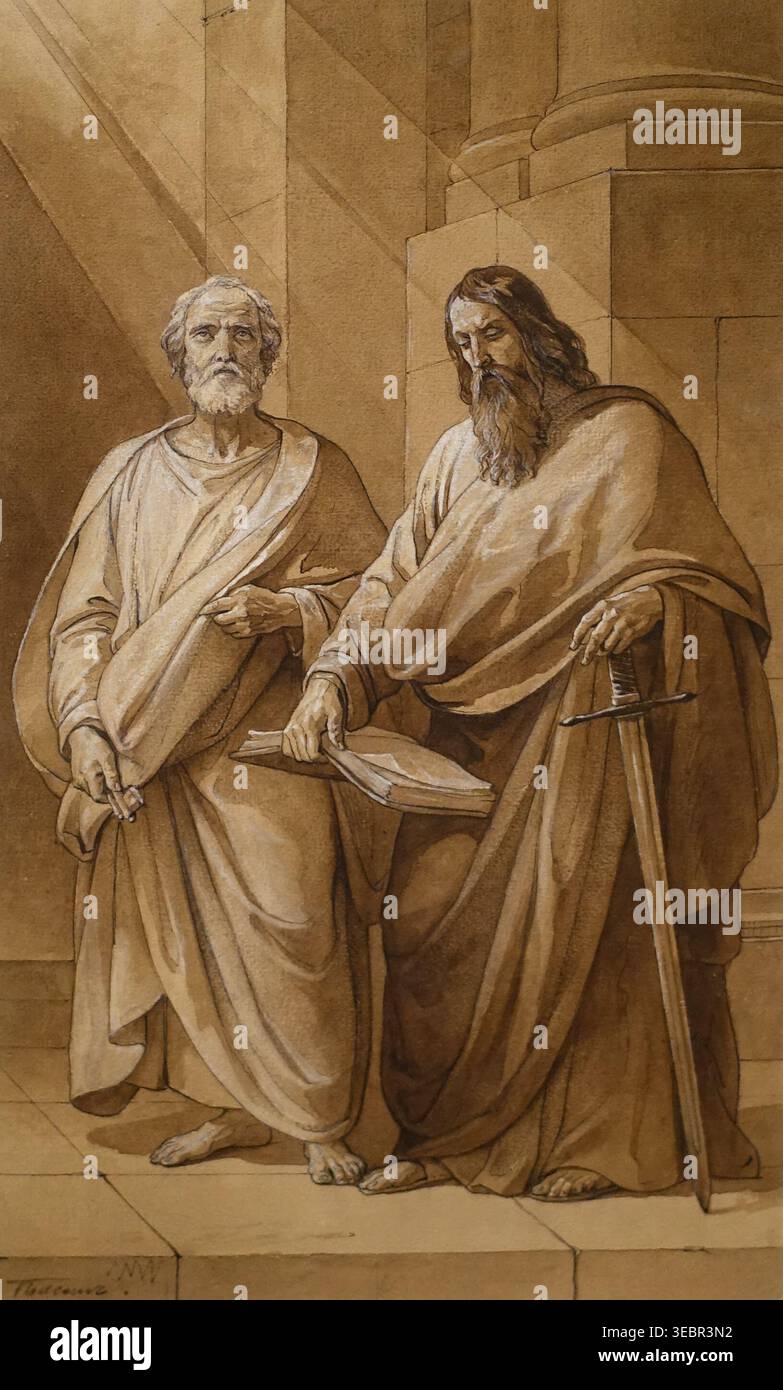 Peter and Paul the Apostles. 1839. Sketch of an icon for the Peterhof ...