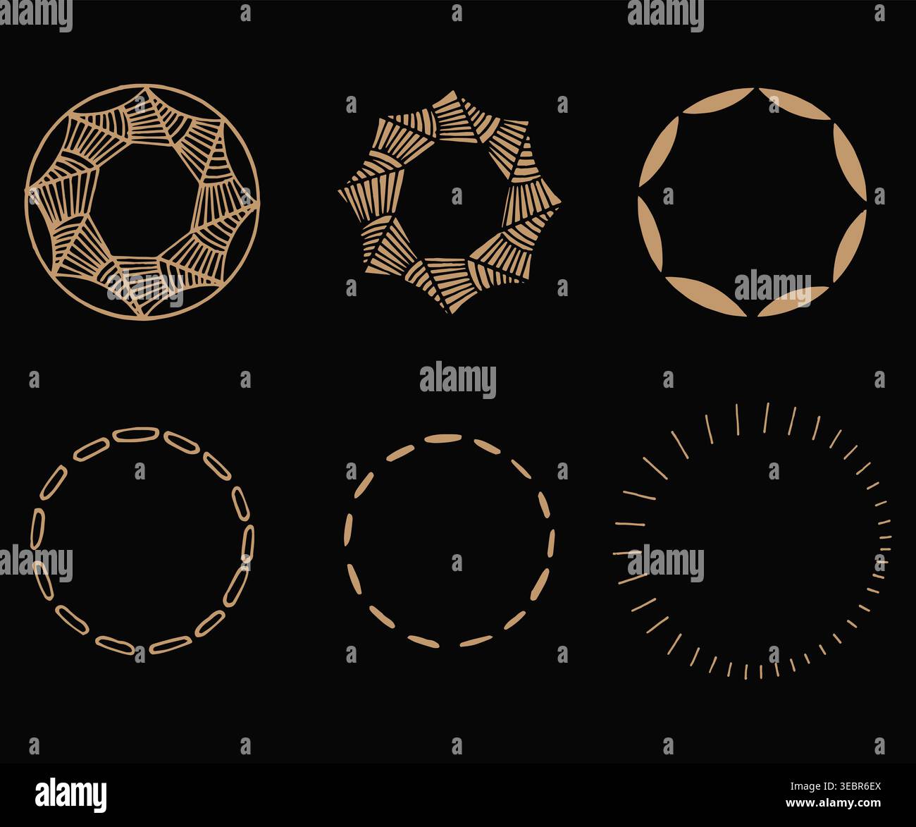 Luxury Art Deco Circle Frame with Gold Geometric Stock Vector