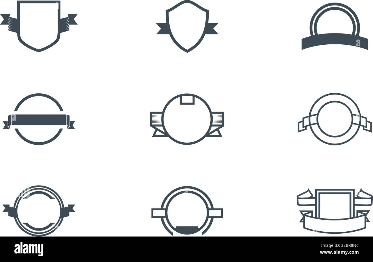 Badge and Shield Templates with Ribbons Blank Vector Stock Vector