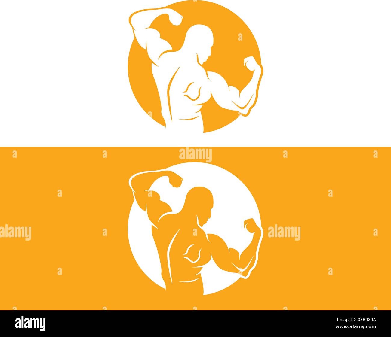 Bodybuilder Silhouette Logo Stock Vector