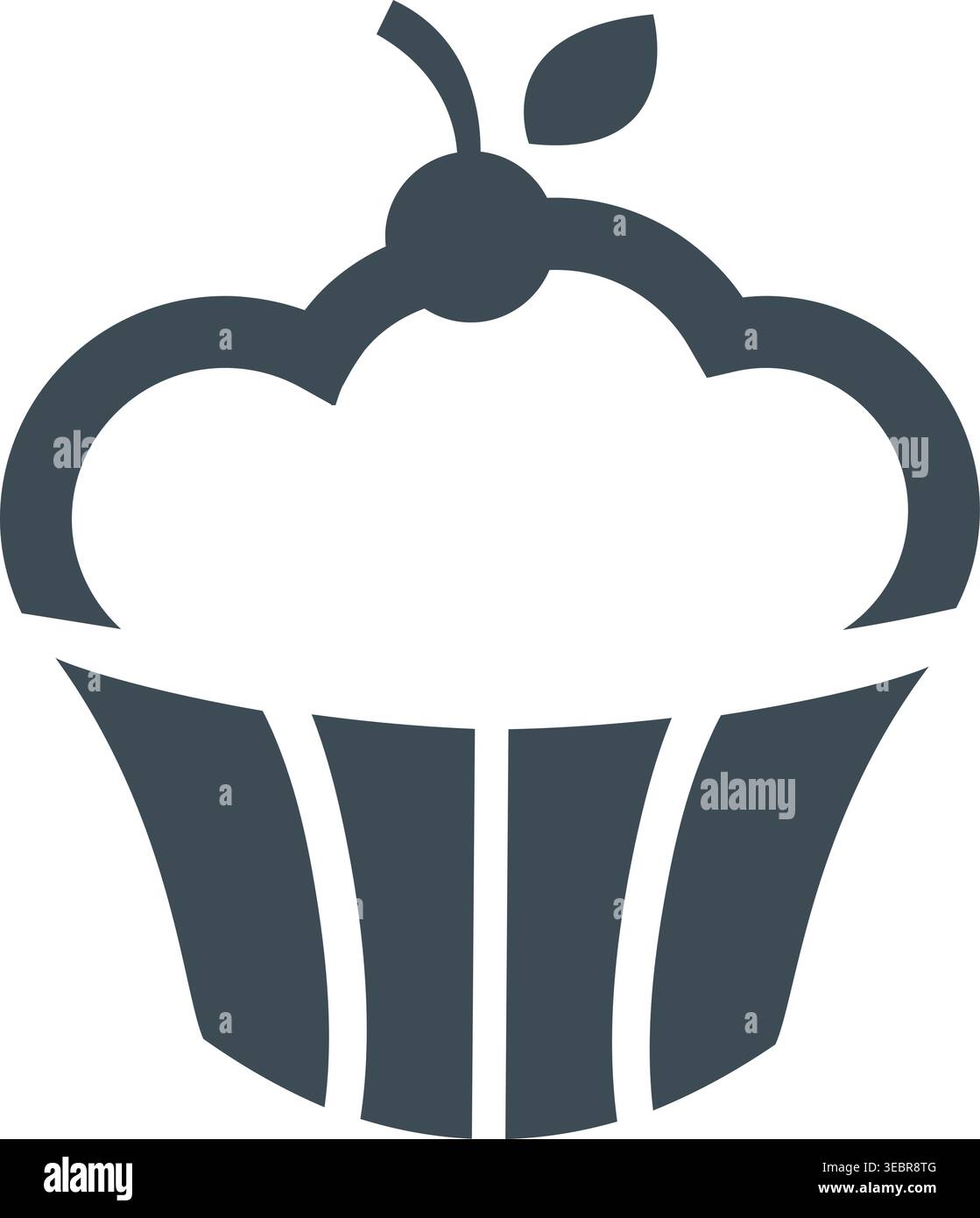 Cupcake Vector Icon with Cherry Topping Stock Vector