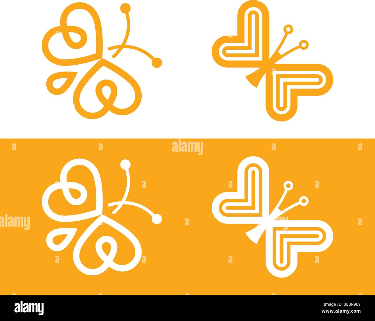 Butterfly Silhouette Set with Intricate Wing Patterns Stock Vector