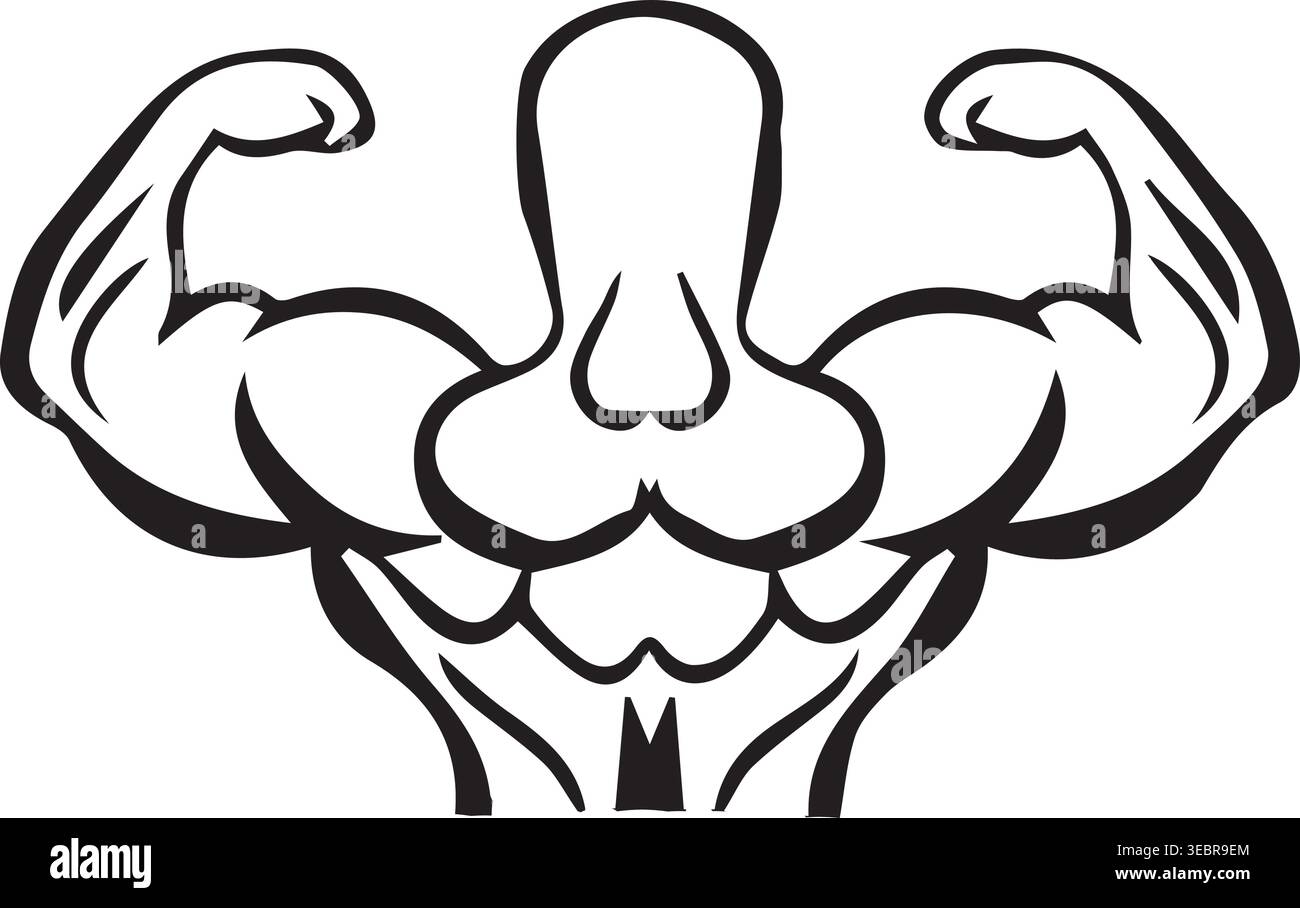 Bodybuilder Silhouette Logo Stock Vector