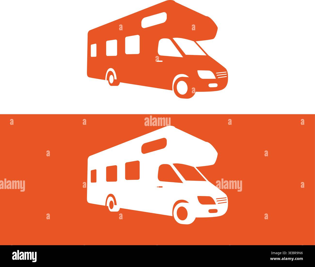 RV Camper Silhouette Logo Stock Vector