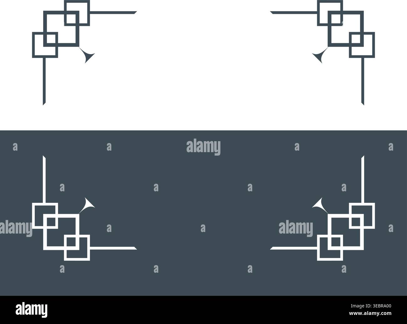 Square Corner Borders Set Minimalist Art Deco Decorative Frames Stock Vector