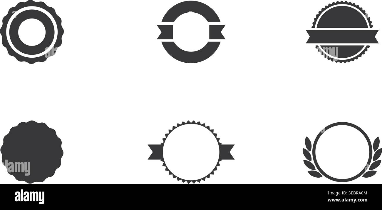 Badge and Shield Templates with Ribbons Blank Vector Stock Vector