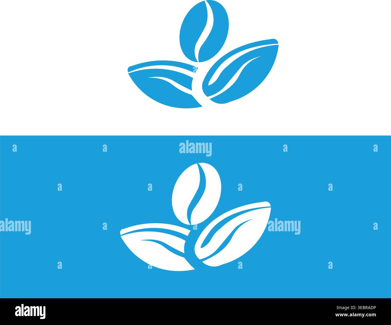 Organic Coffee Bean and Leaves Logo Stock Vector