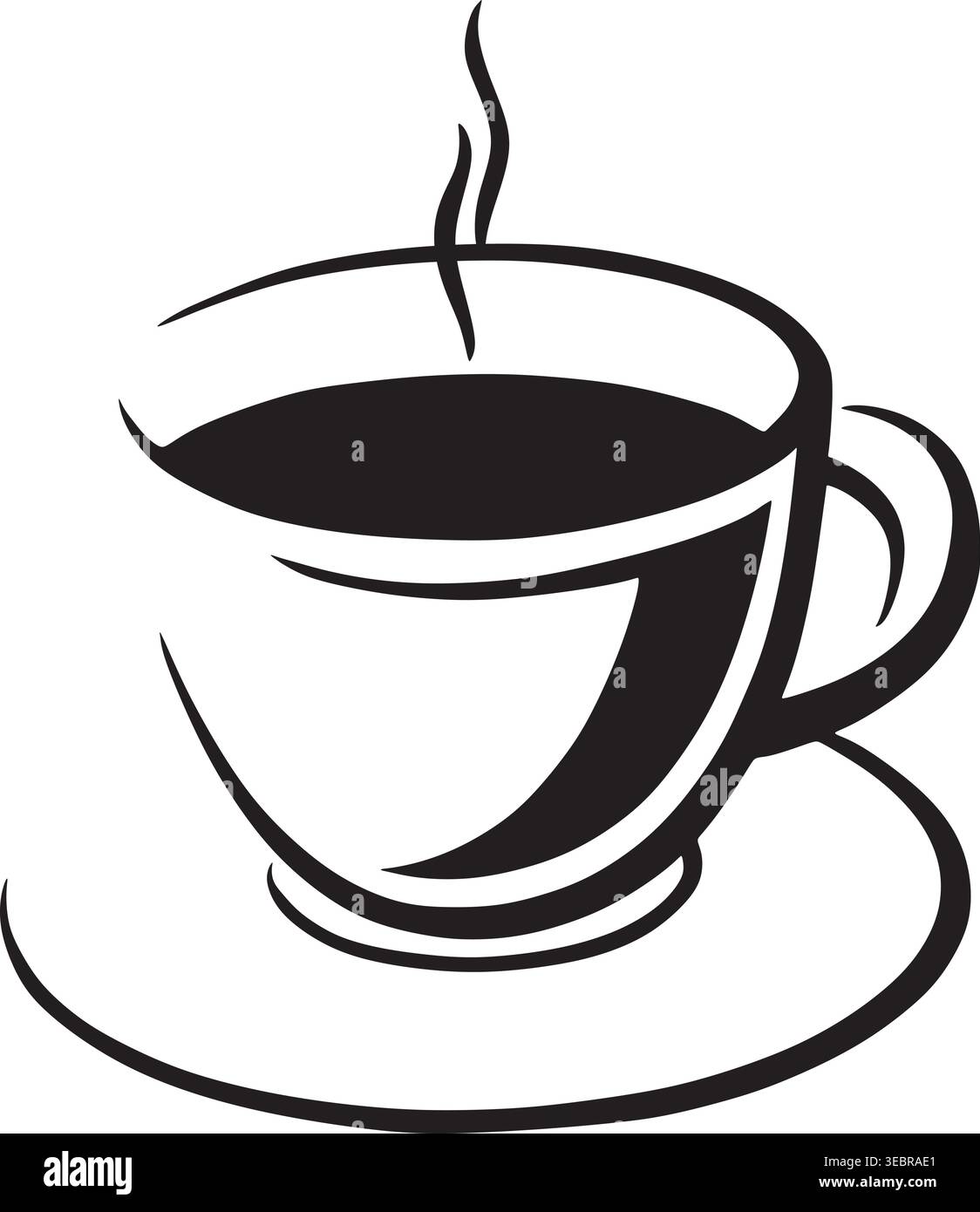 Coffee Cup Line Art Illustration with Steam Stock Vector