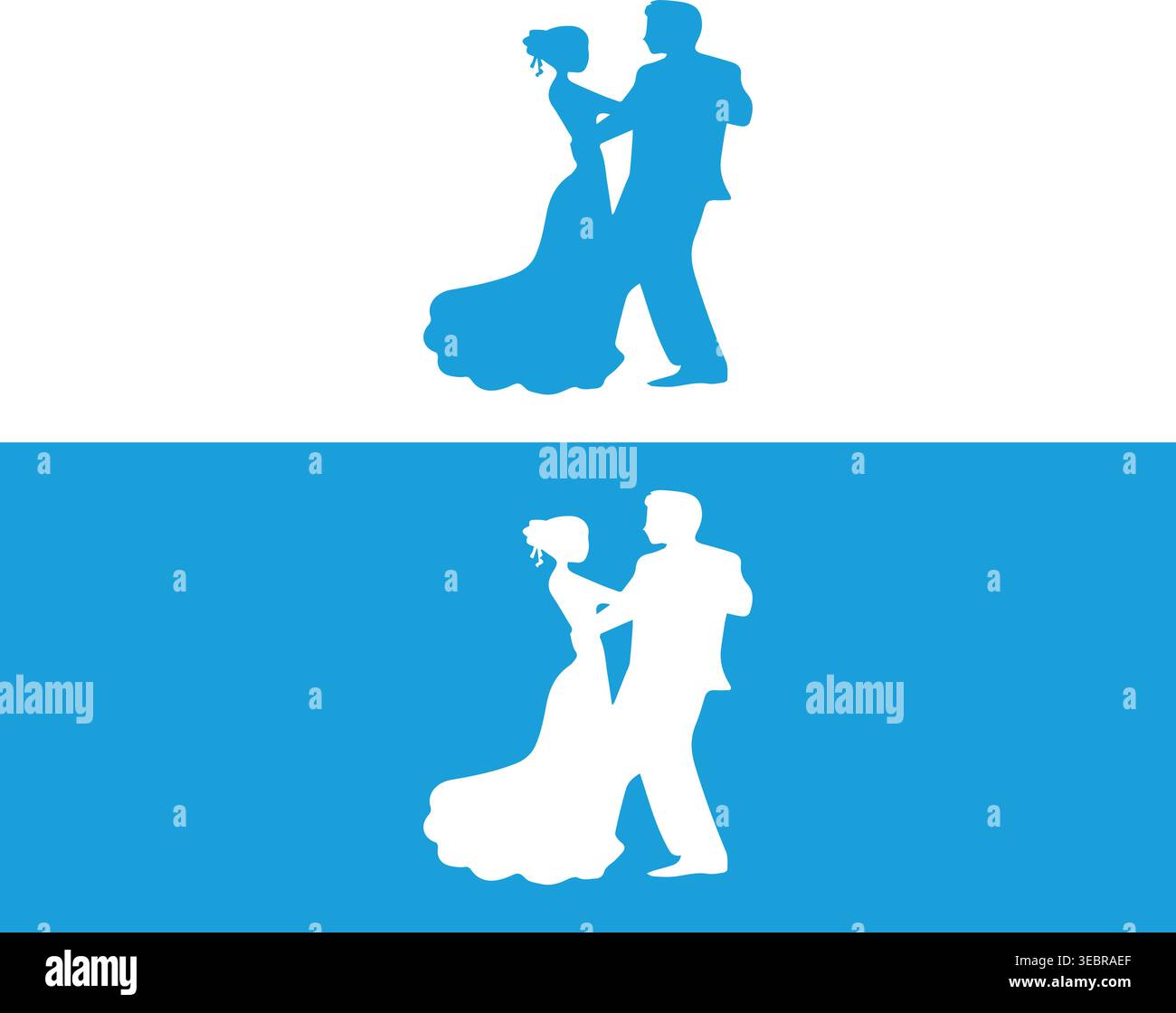 Couple Dancing Silhouette Romantic Stock Vector