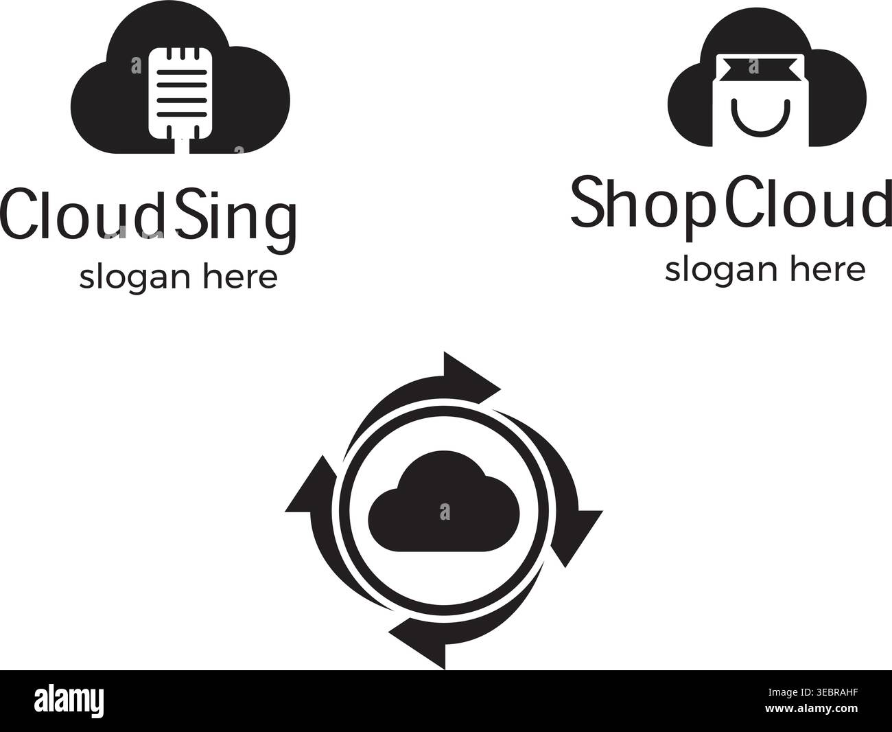 Cloud Computing Logo Set with Music Microphone Stock Vector