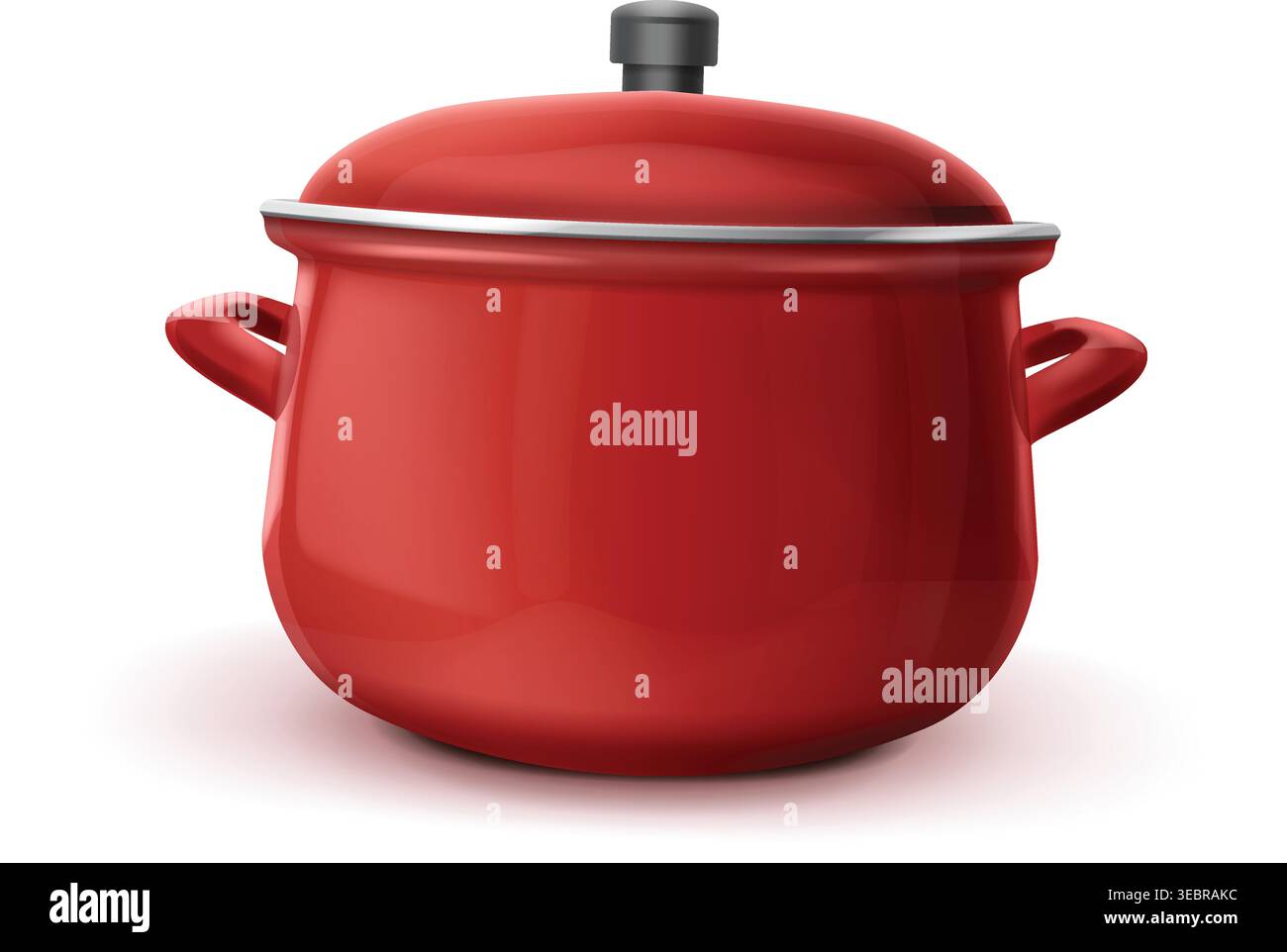 Realistic Red Cooking Pot Illustration Stock Vector