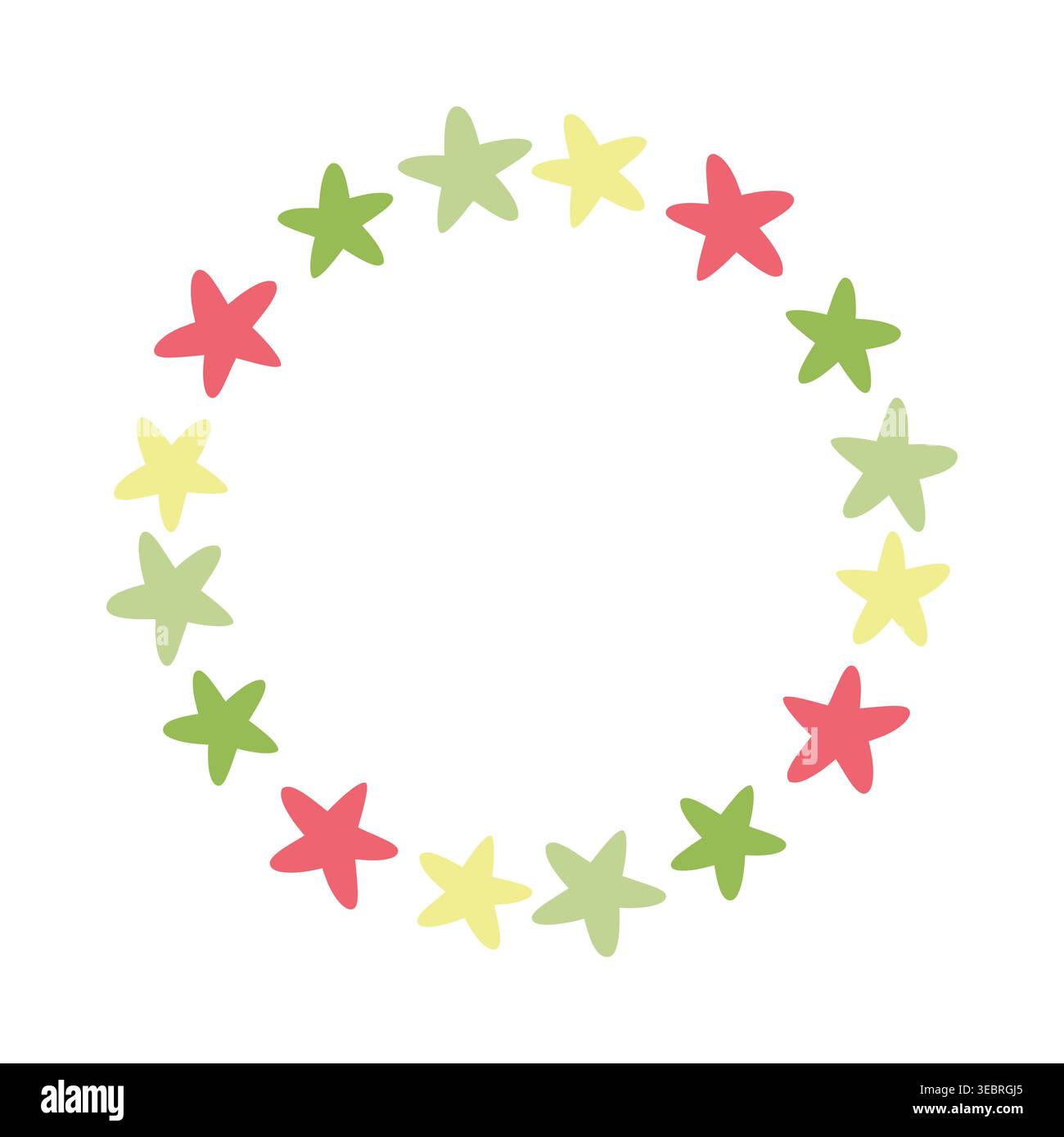 Cute Hand Drawn Colorful Star Wreath Frame Vector Stock Vector