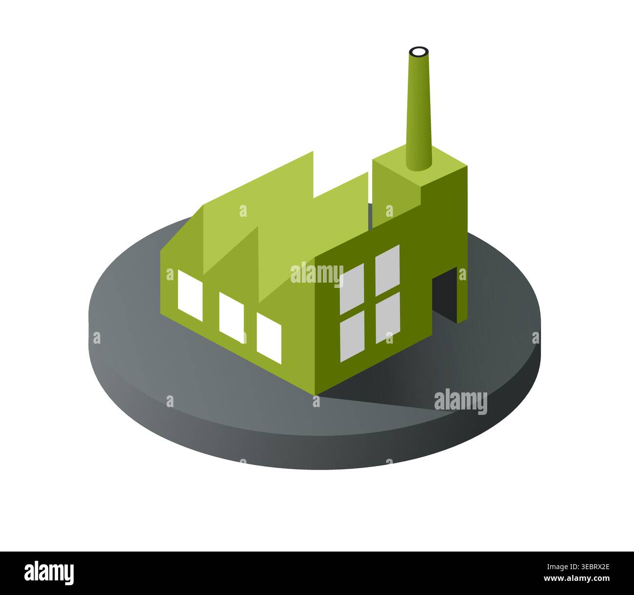 Green factory building icon representing industry, manufacturing, and ...