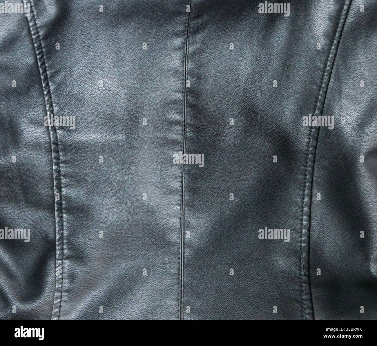 Black leather back panel with vertical seams Stock Photo