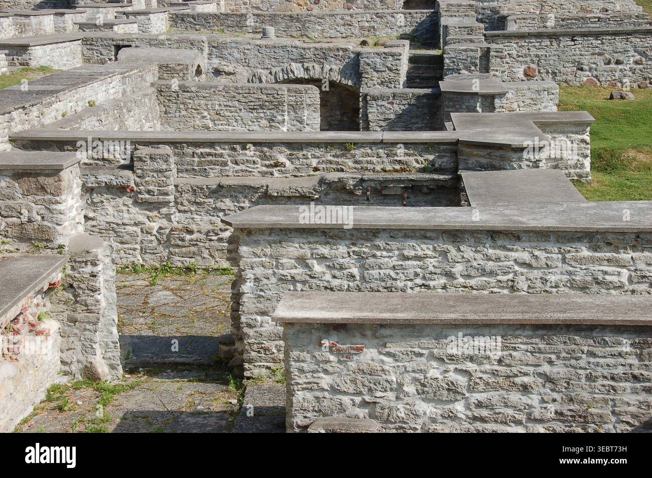 Stone foundations of medieval monastery ruins at St. Bridget’s Convent ...
