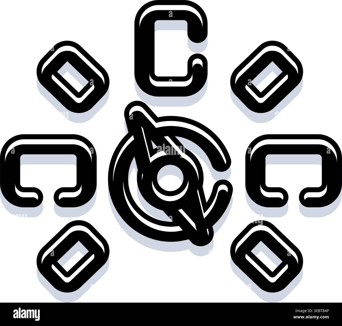 Black and white compass and navigation symbols Stock Vector Image & Art ...