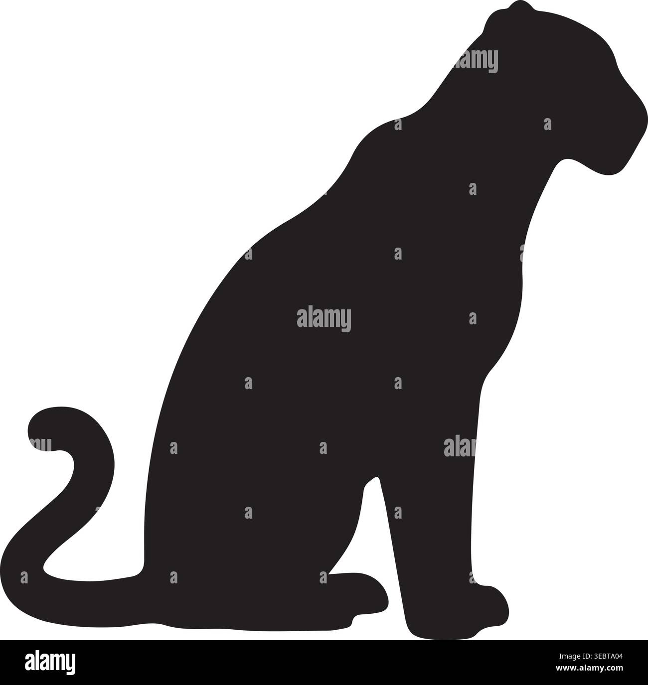 Sitting Leopard Silhouette Vector Illustration Isolated on White ...