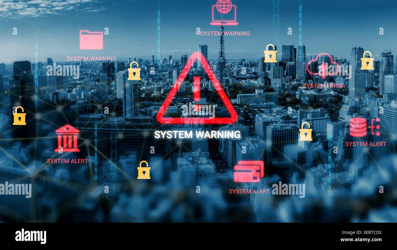 System Warning Alert in Digital City Environment with Iconic Symbols ...