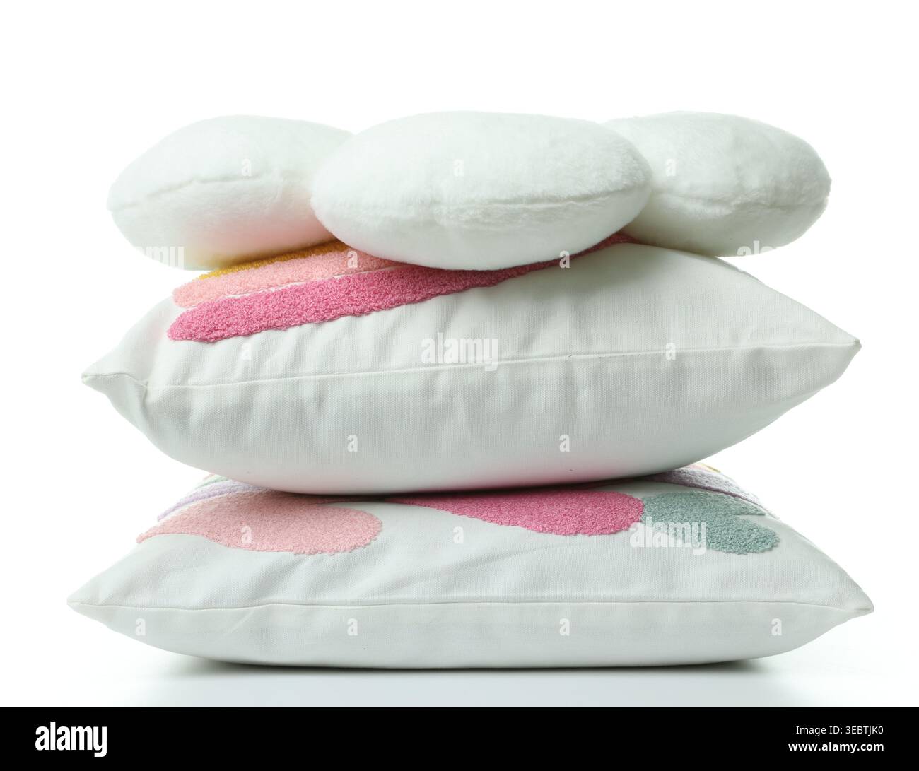 Stylish cushions isolated on white. Interior element Stock Photo