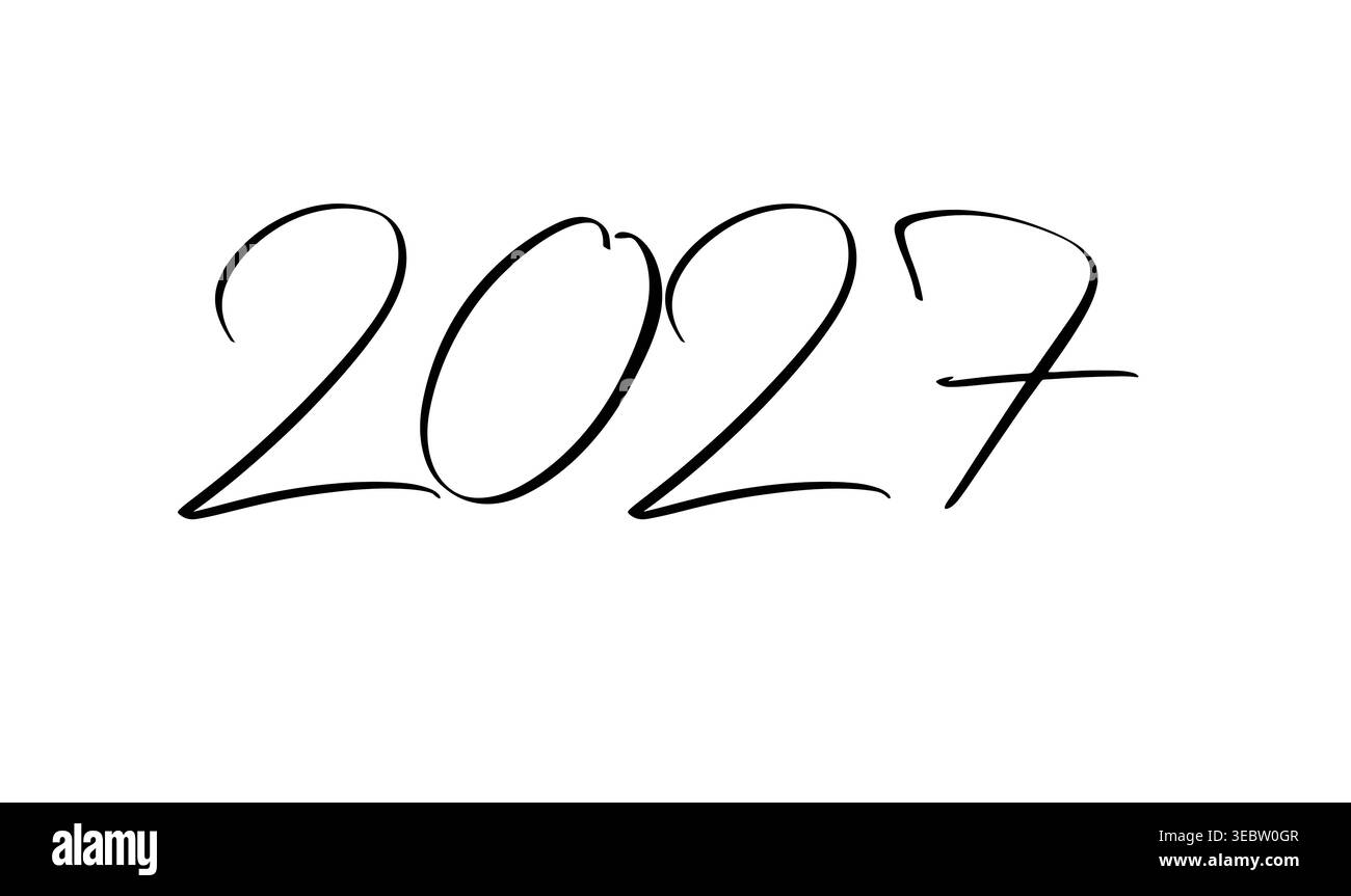 2027 number drawing text font calligraphy hand written lettering script ...
