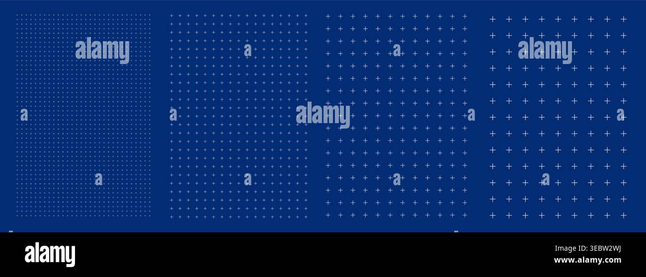 Blueprint grid set four scale variations, plus node geometry. Wide medium dense micro spacing comparison, engineering layouts dashboards notebook pages interface planning systems technology graphics. Stock Vector