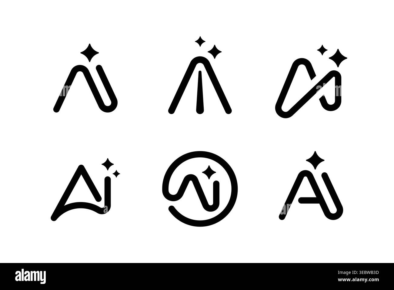 Abstract A Logo with Spark Star Symbol Stock Vector
