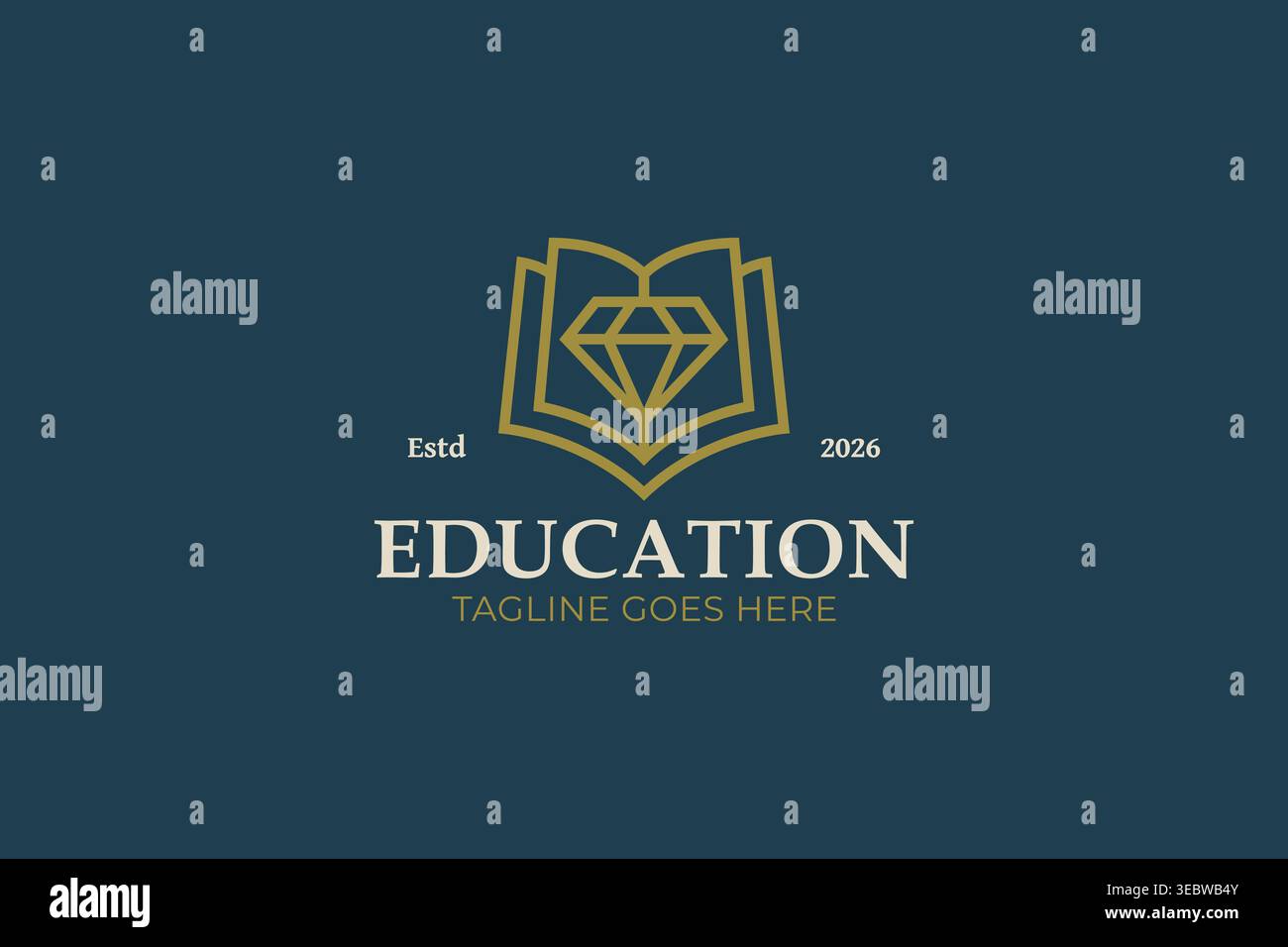 Diamond Book Logo Design Vector for Course Academy Stock Vector