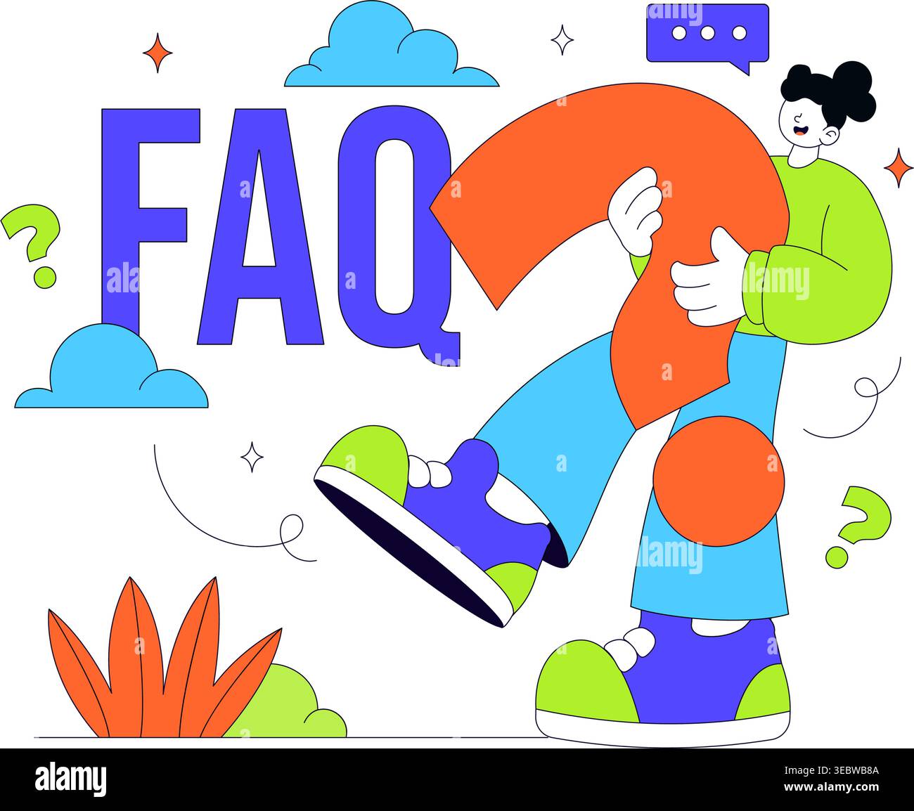 FAQ Vector Illustration featuring Frequently Asked Questions Concept With People Characters, Question Marks, Help Support, UI Elements Design Stock Vector