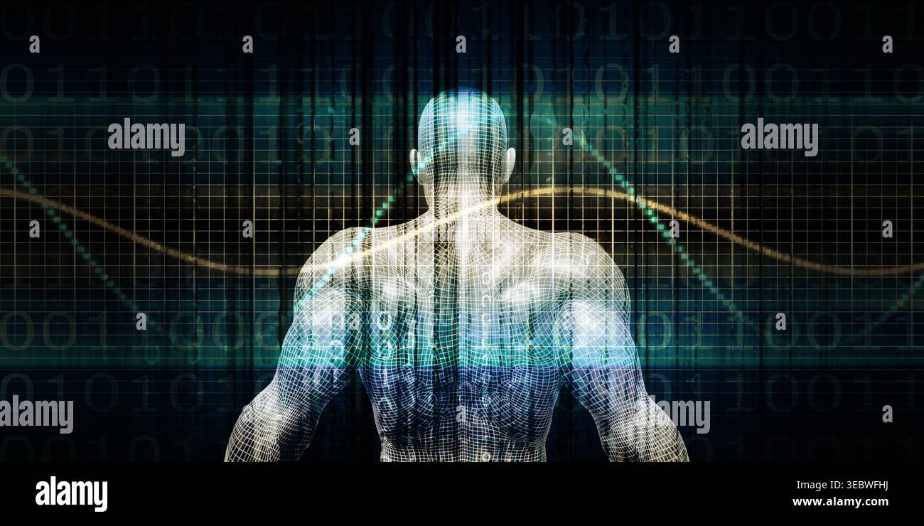 Cybersecurity Framework Within Human Digital Form Representation Stock Photo