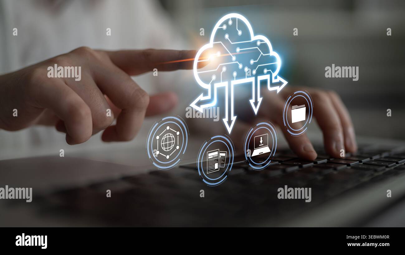 Cloud computing enables digital growth with secure data storage, scalable infrastructure, and strategic cloud-based business solutions. Latch Stock Photo