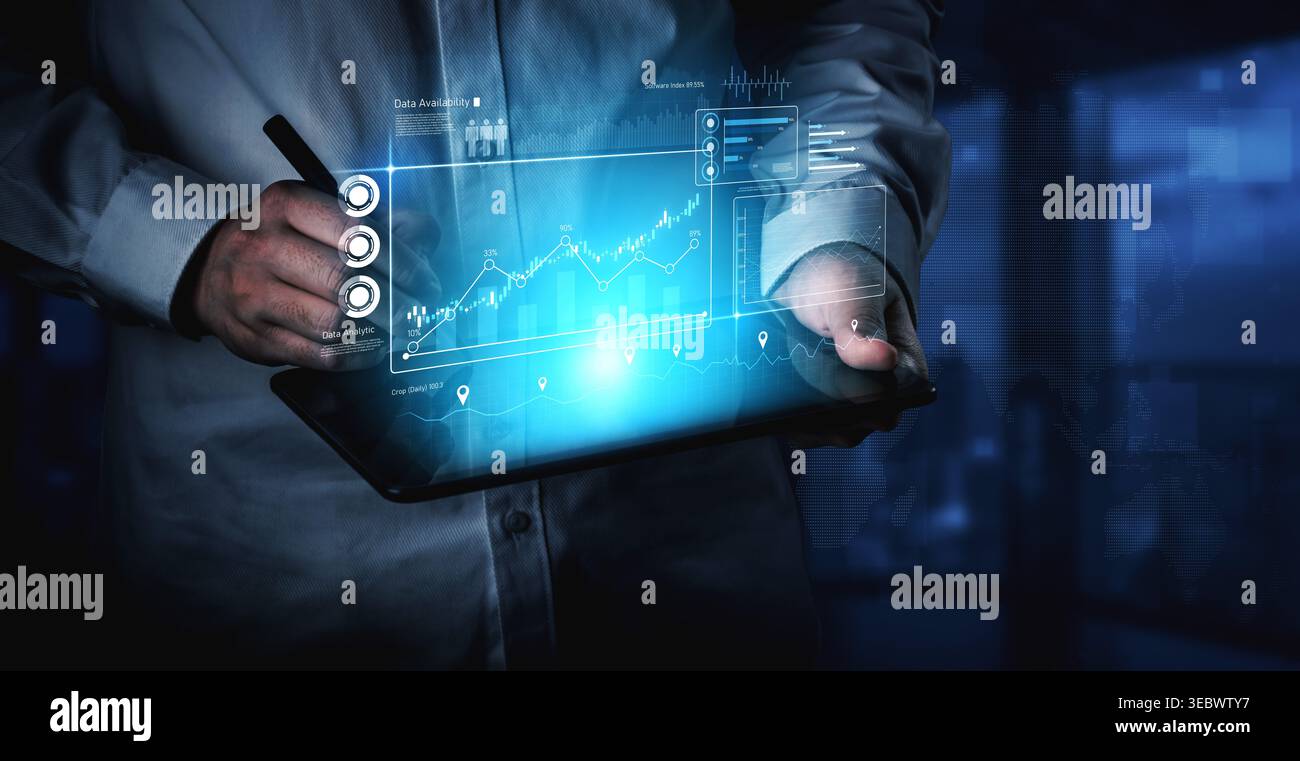 High-tech data visualization dashboard for analytics and performance ...