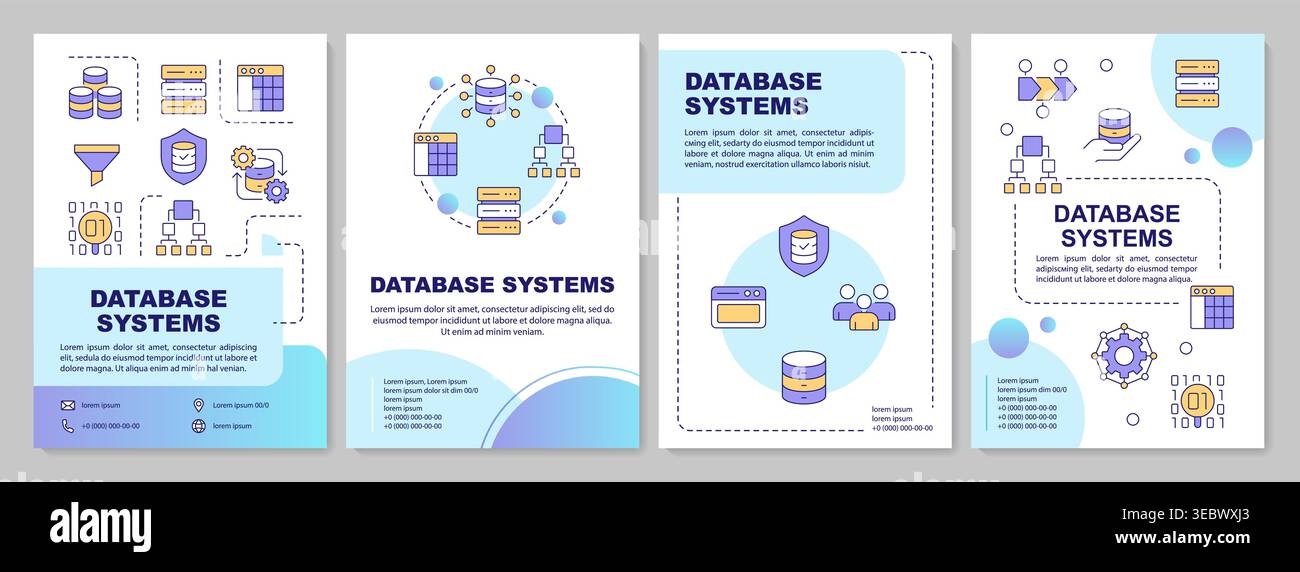 Database systems blue gradient brochure layout Stock Vector