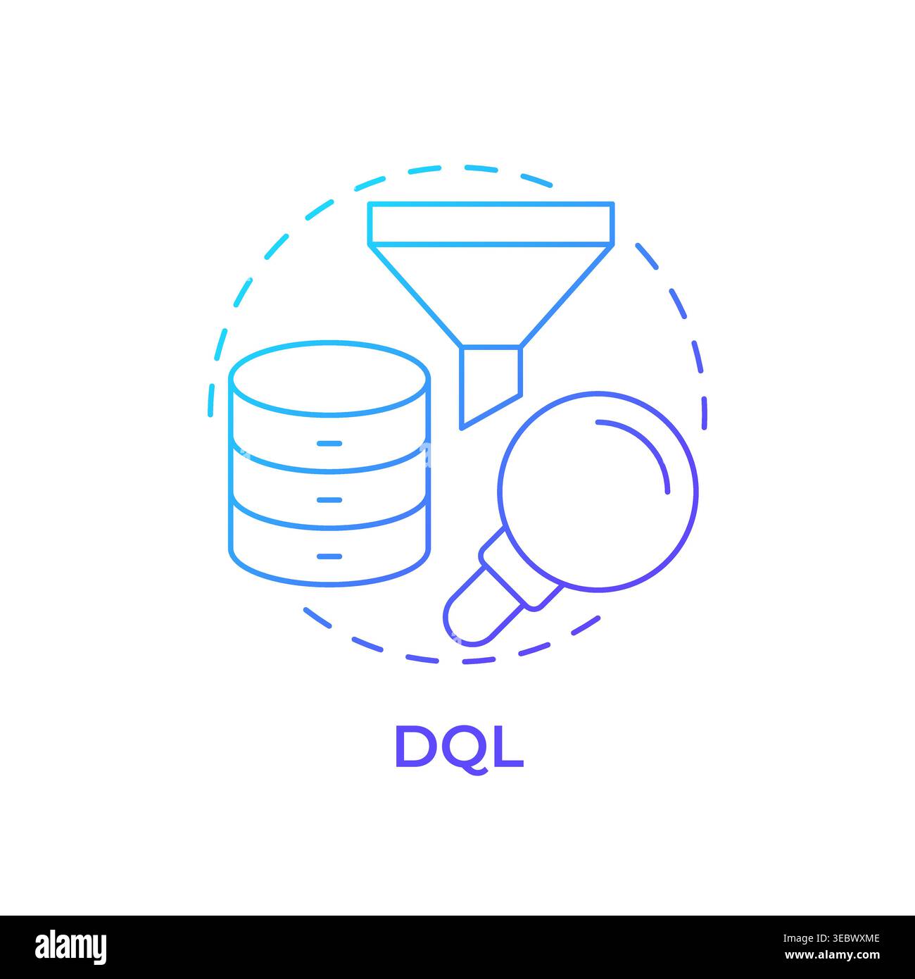 DQL blue gradient concept icon Stock Vector