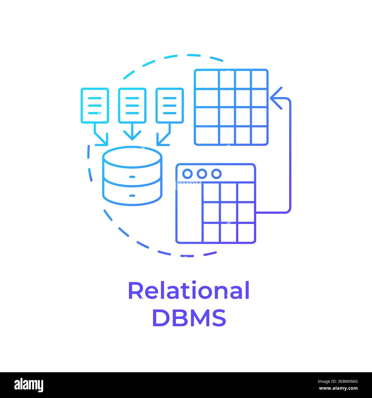 Relational dbms blue gradient concept icon Stock Vector