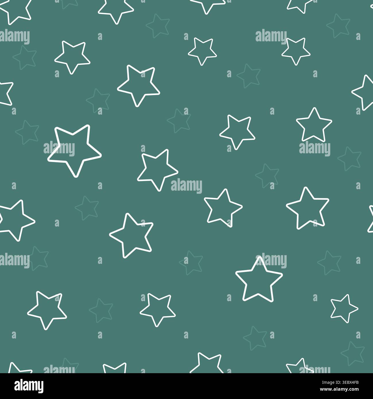 White star with green background. Seamless fabric design pattern Stock Vector