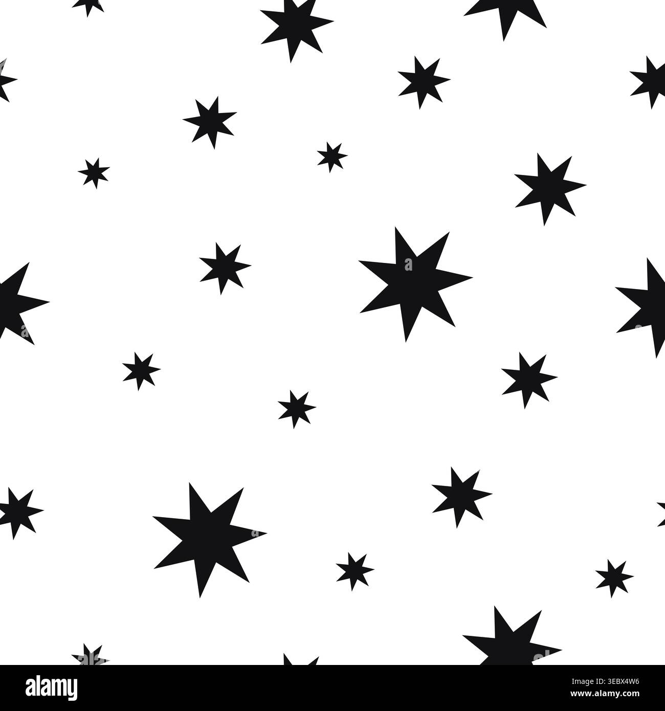 Black stars seamless fabric design pattern Stock Vector
