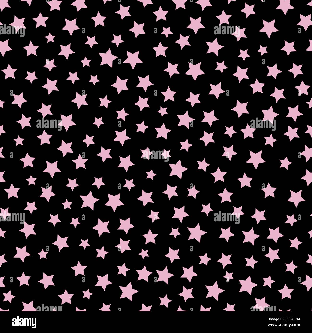 Pink stars black background seamless fabric design pattern Stock Vector