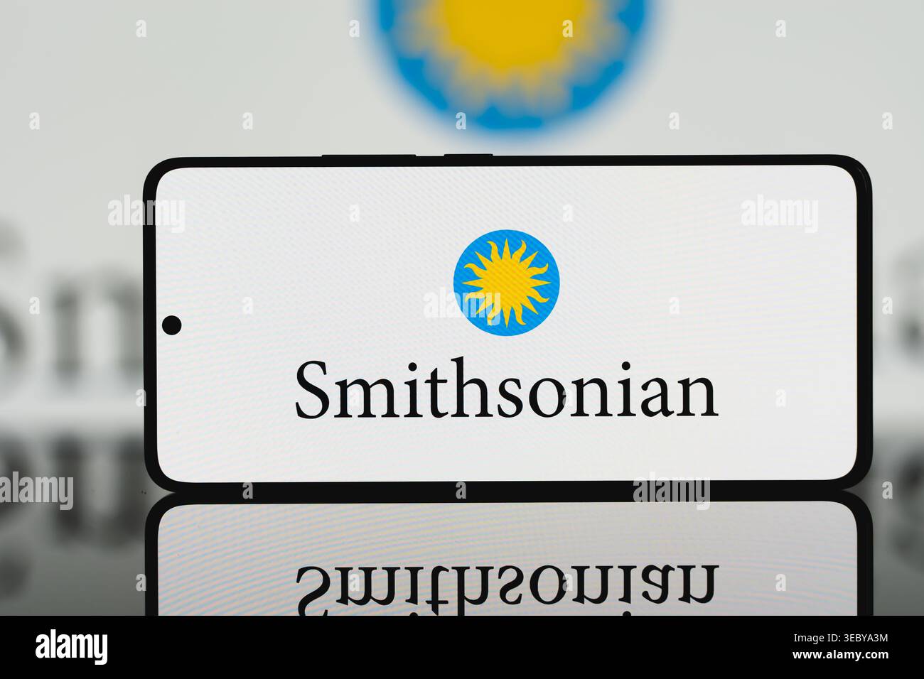 Smithsonian Institution logo displayed on a smartphone screen, museum and research organization brand identity on mobile device for education, culture Stock Photo