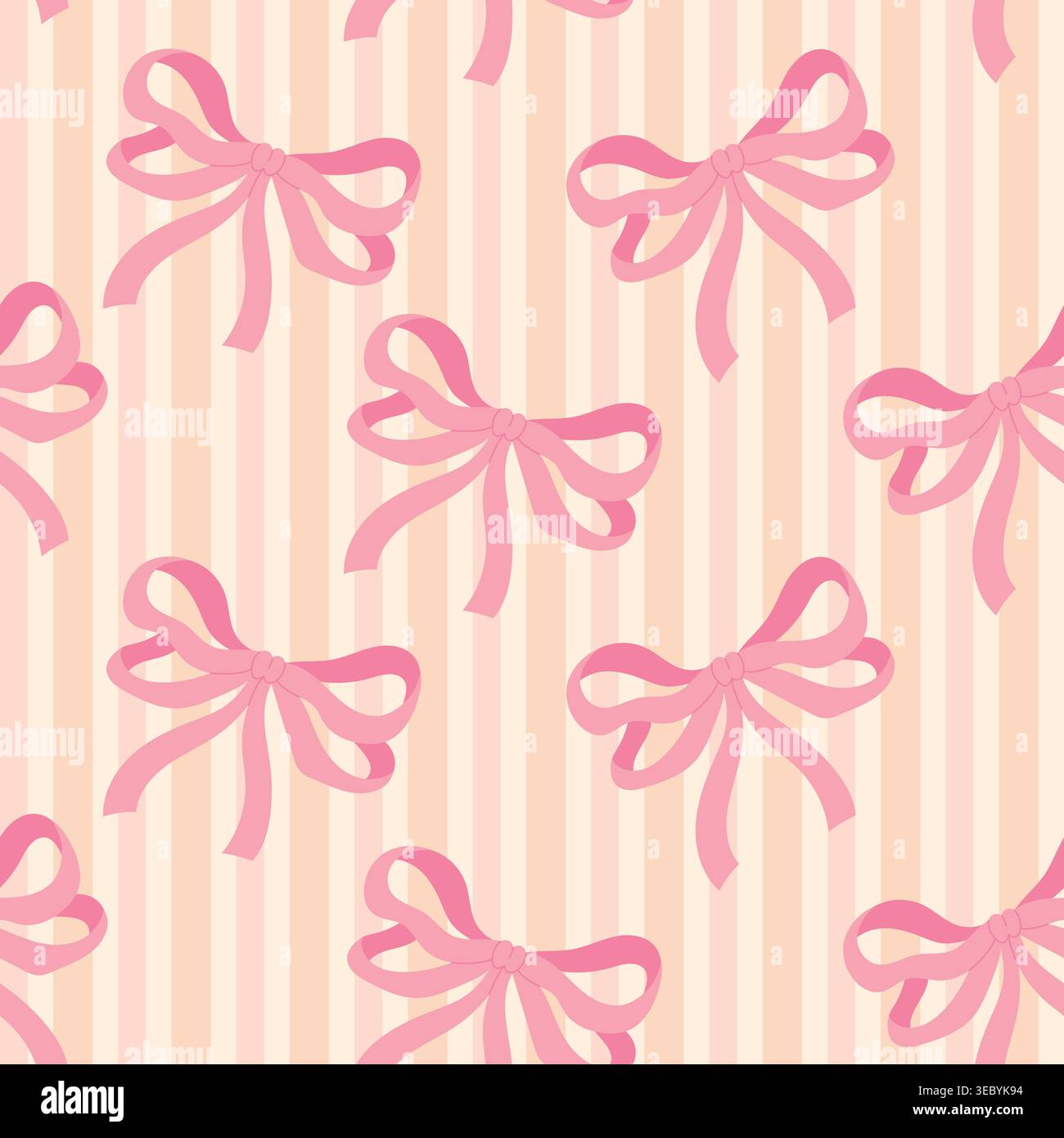 Pattern with bows on a striped background Stock Vector