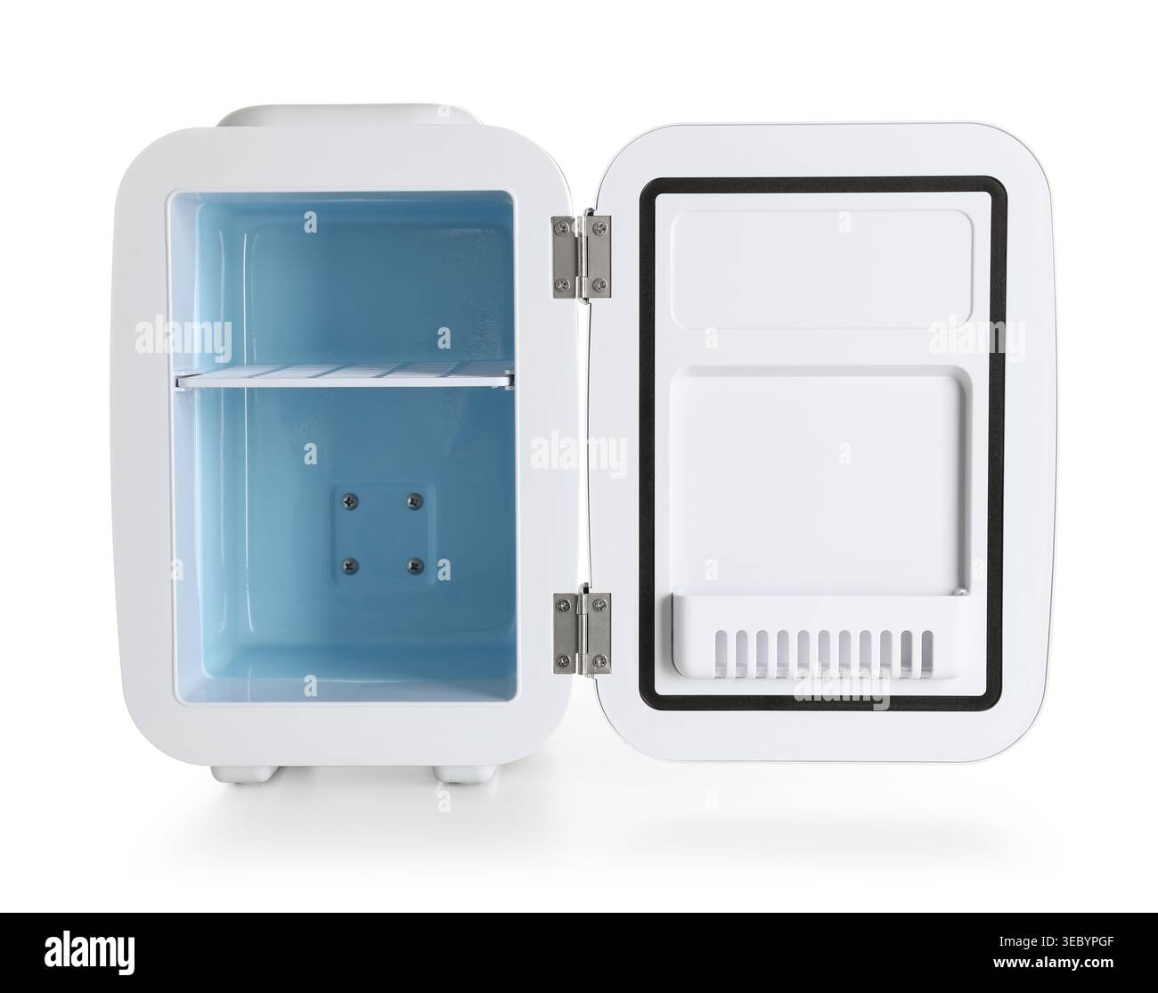 Empty cosmetic refrigerator on white background Stock Photo