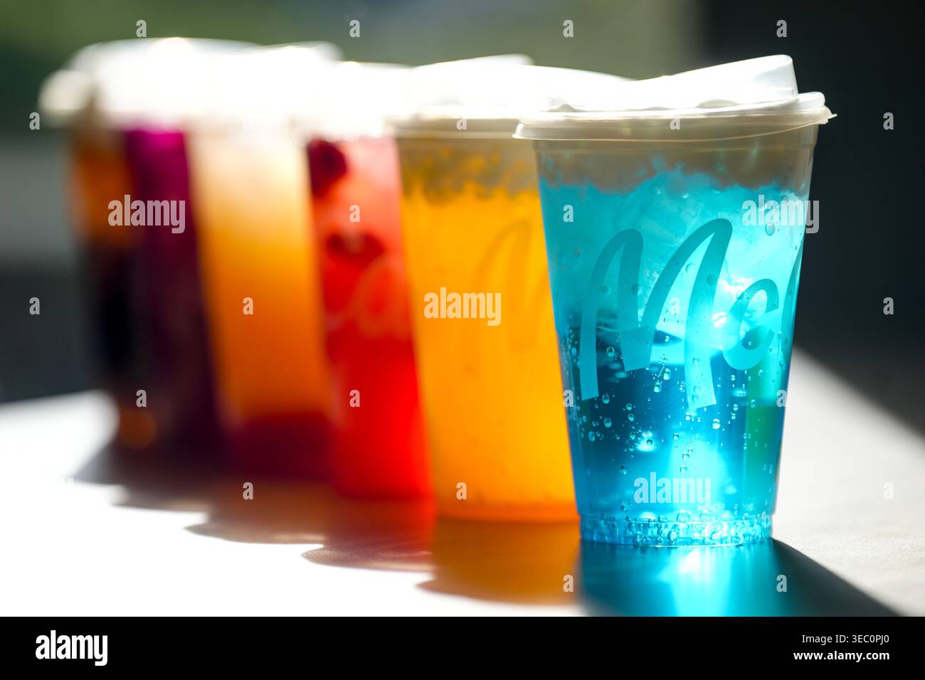 A selection of McDonalds new beverages, dirty sodas, refreshers and ...