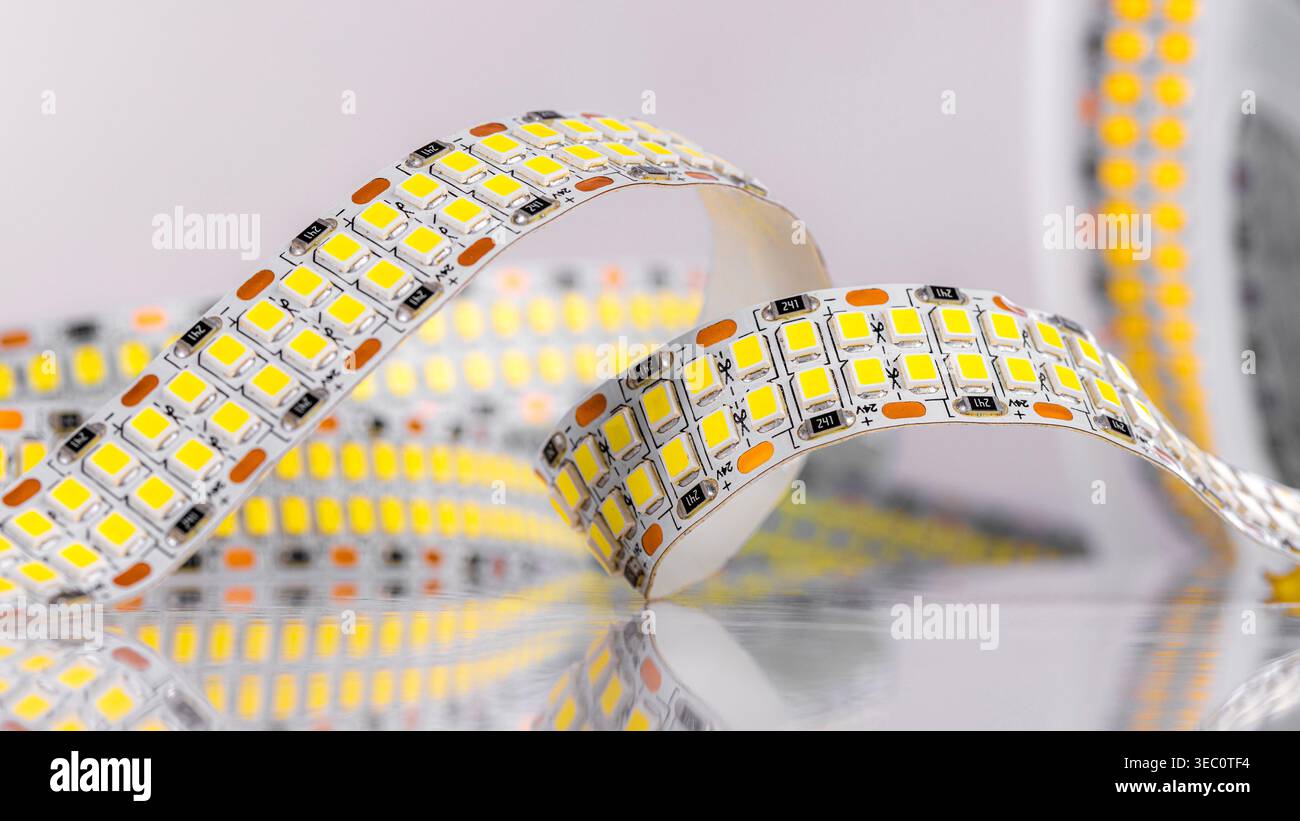Led strip lights providing modern, energy efficient illumination Stock Photo